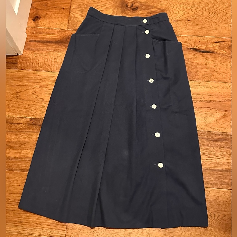 Salvatore Ferragamo Dark Blue A-Line Skirt